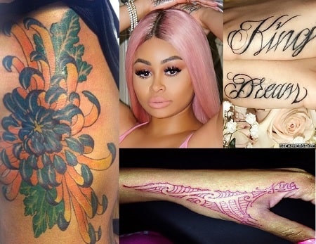A picture of Blac Chyna's tattoos.